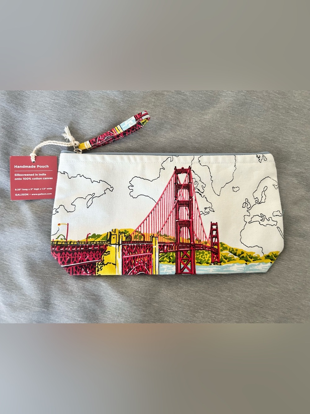 Galison Handmade San Francisco Cable Car Canvas Pouch (NWT)